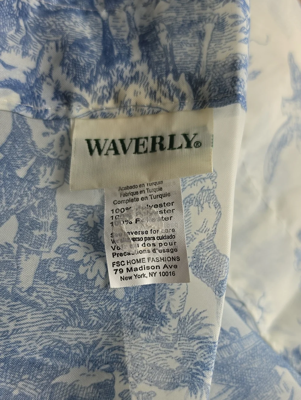 Waverly Blue Toile Valance Set Window Treatment with Tassel Classic